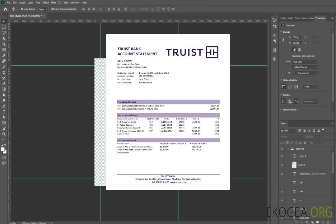 USA Truist Bank excel pdf template